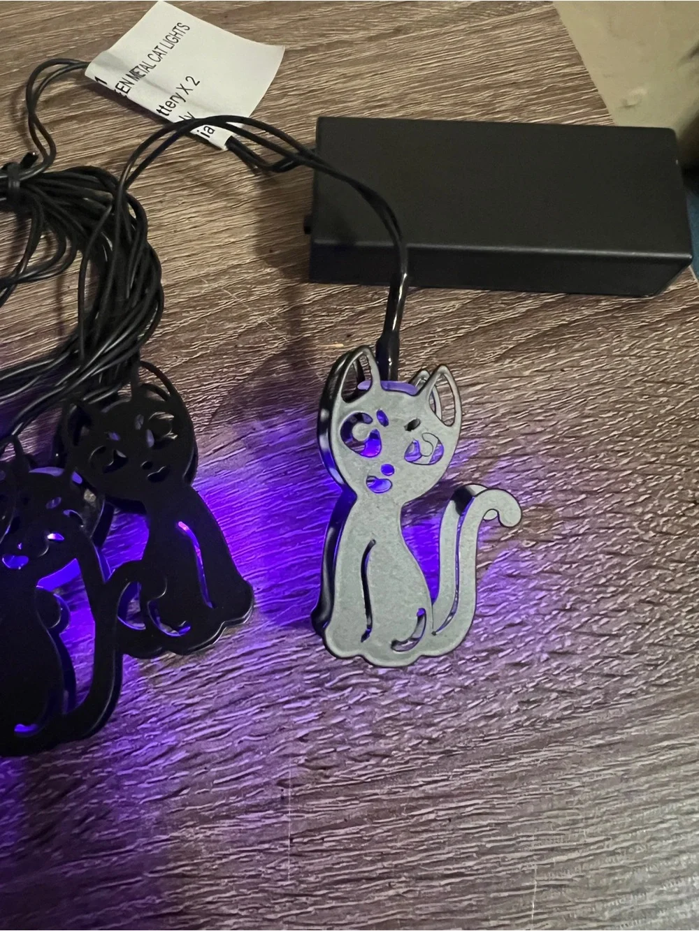 Target Hyde and Eek Halloween Metal Black Cat LED String Lights Purple NIB